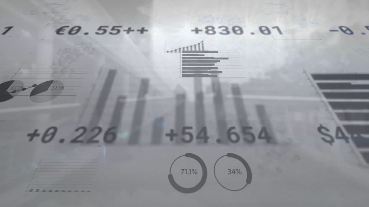 Animation af behandling af finansielle data over bybillede