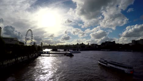 thames river, big ben and london eye, time lapse, london, loop