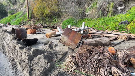 Capitola-Wharf-bomb-cyclone-storm-damage-debris-washed-up-on-Santa-Cruz-country-shore