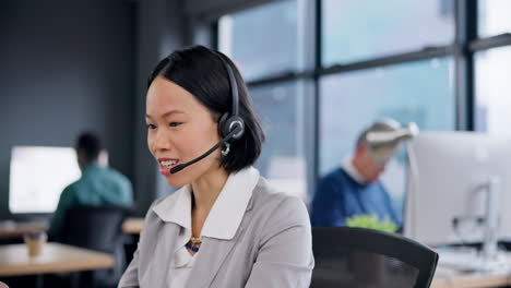 Call-center,-speaking-and-woman