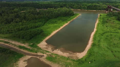 Aerial-Of-Grand-Prairie-Pump-Station-Irrigation-Project-In-White-River-At-DeValls-Bluff,-Arkansas,-USA