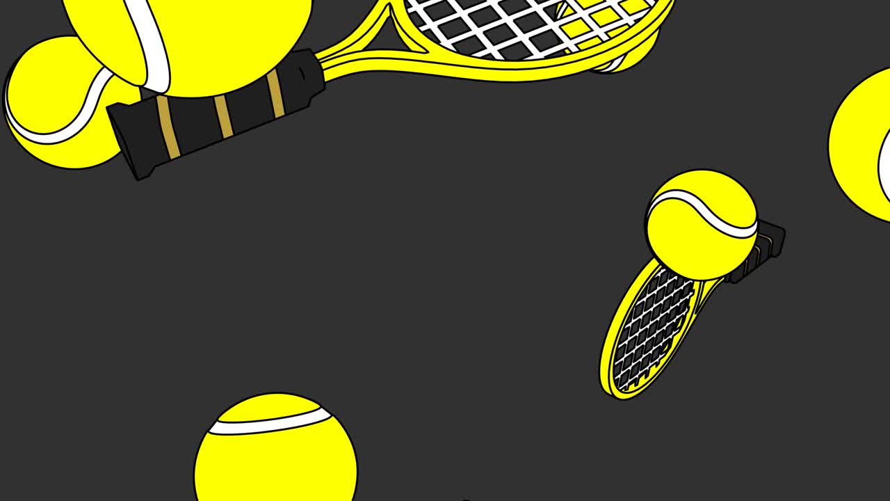 회색 바탕에 노란색 테니스 공과 테니스 라켓을 그린 스타일입니다.