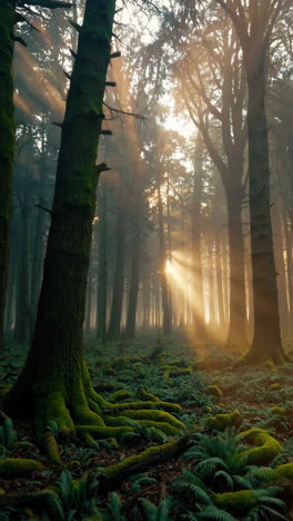 el amanecer del bosque brumoso
