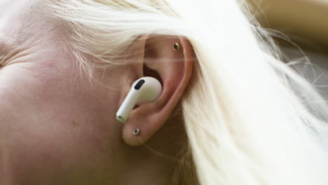 Closeup-albino-woman's-ear