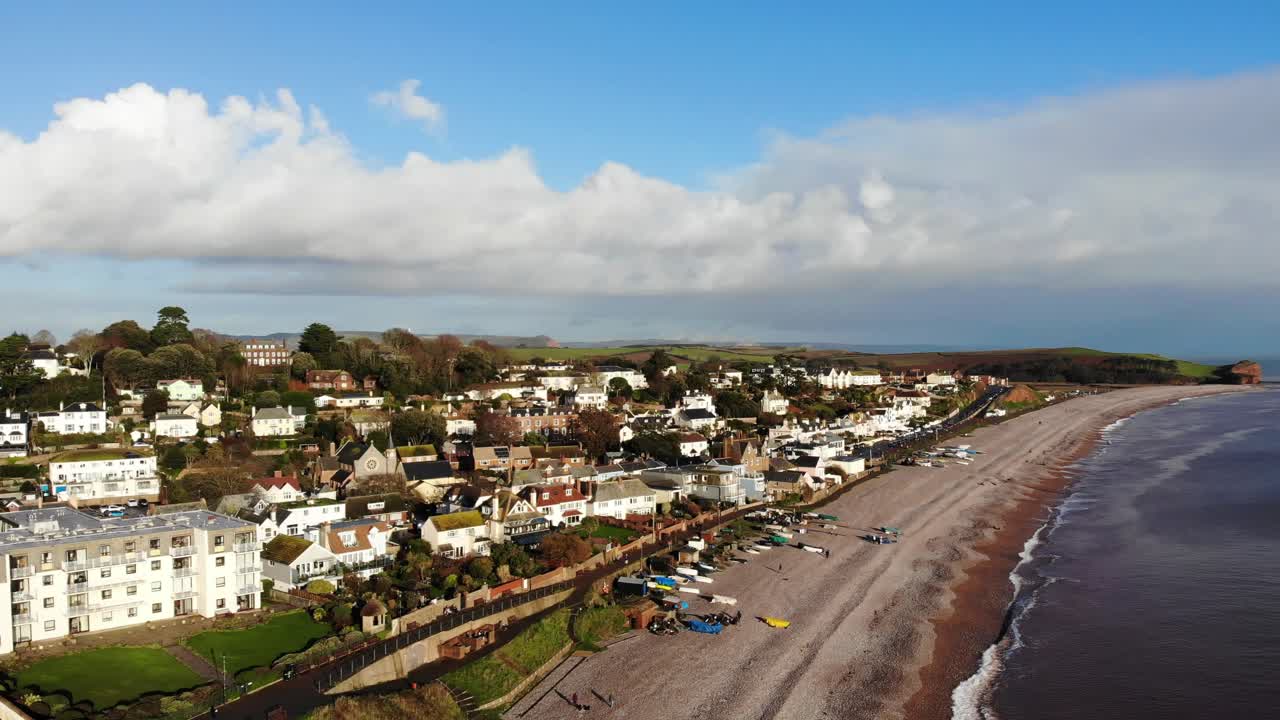 vista aérea de la ciudad y la playa de budleigh salterton