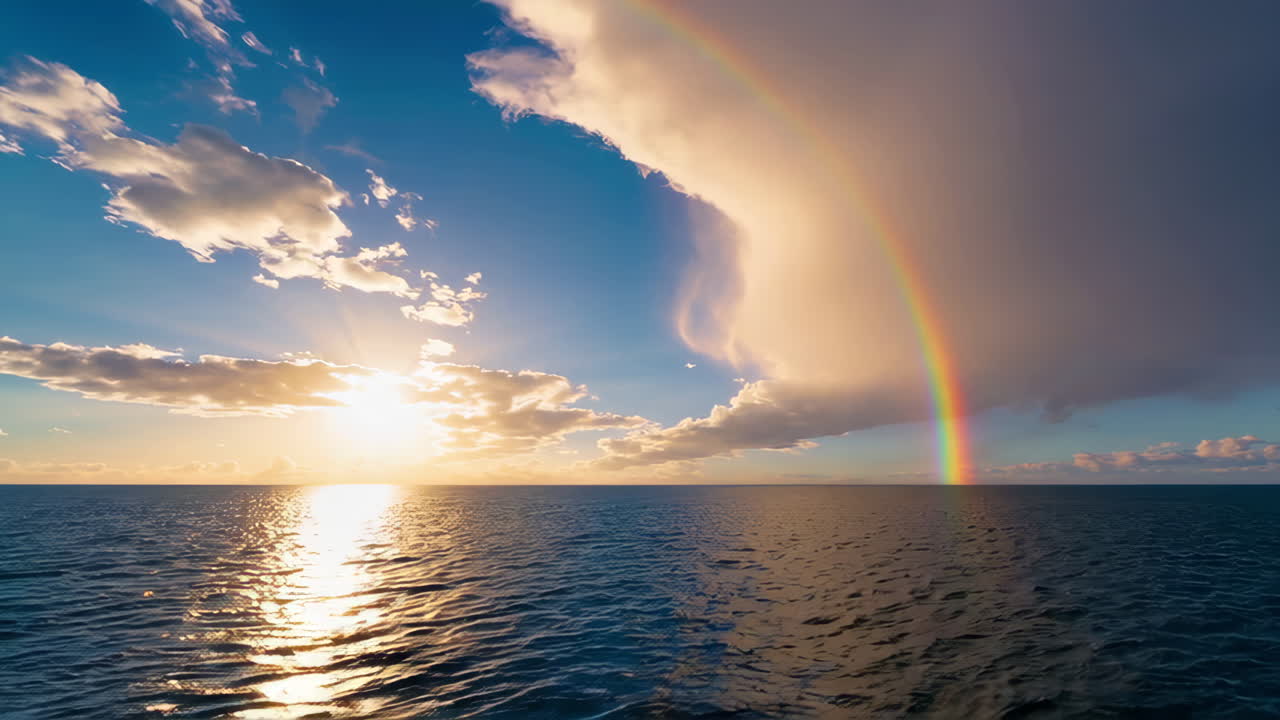 Sunset Rainbow over the Ocean