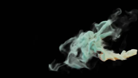 colorful smoke stream on a black studio background can be separated or used continuously. smoke cloud puff, inky cloud swirling flowing underwater, thick smoke, high density and turbulence, 3d render