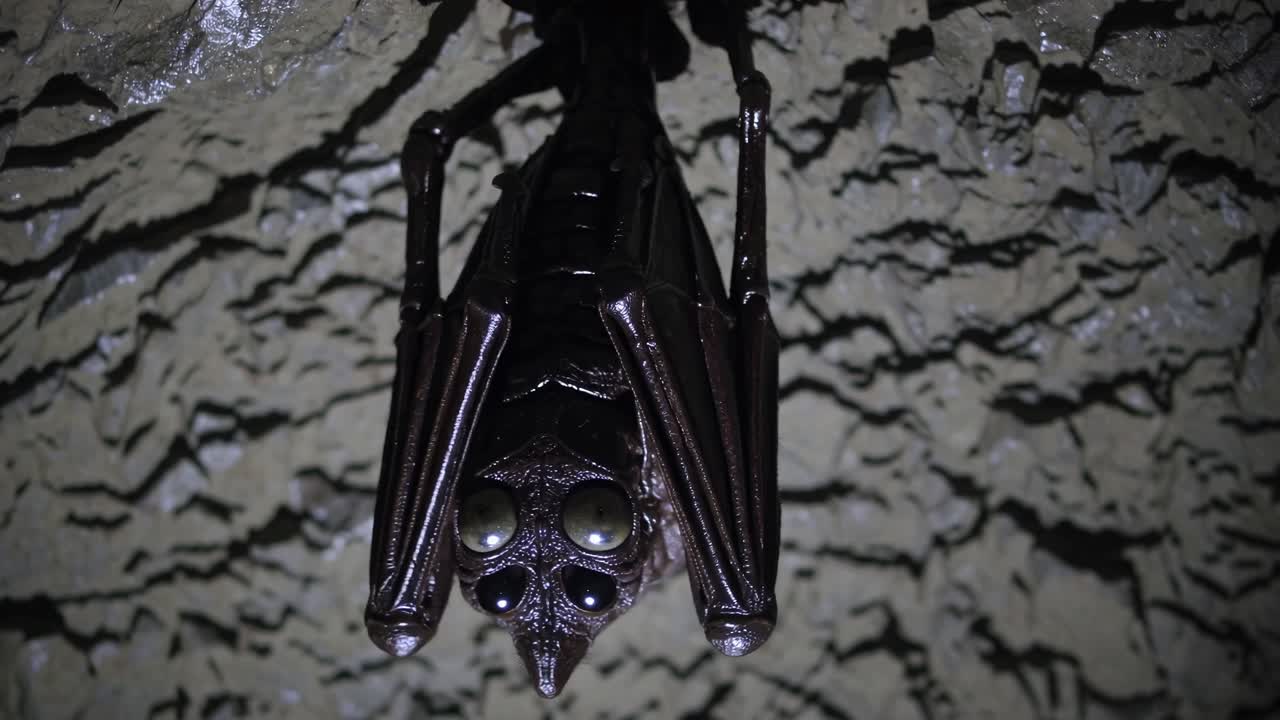 Bat Hanging in a Cave