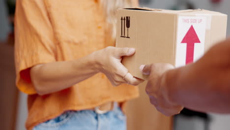 personas, manos y caja para el comercio electrónico