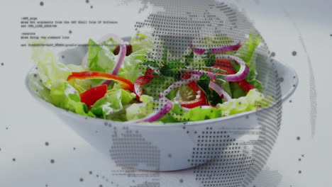 animation of data processing over salad