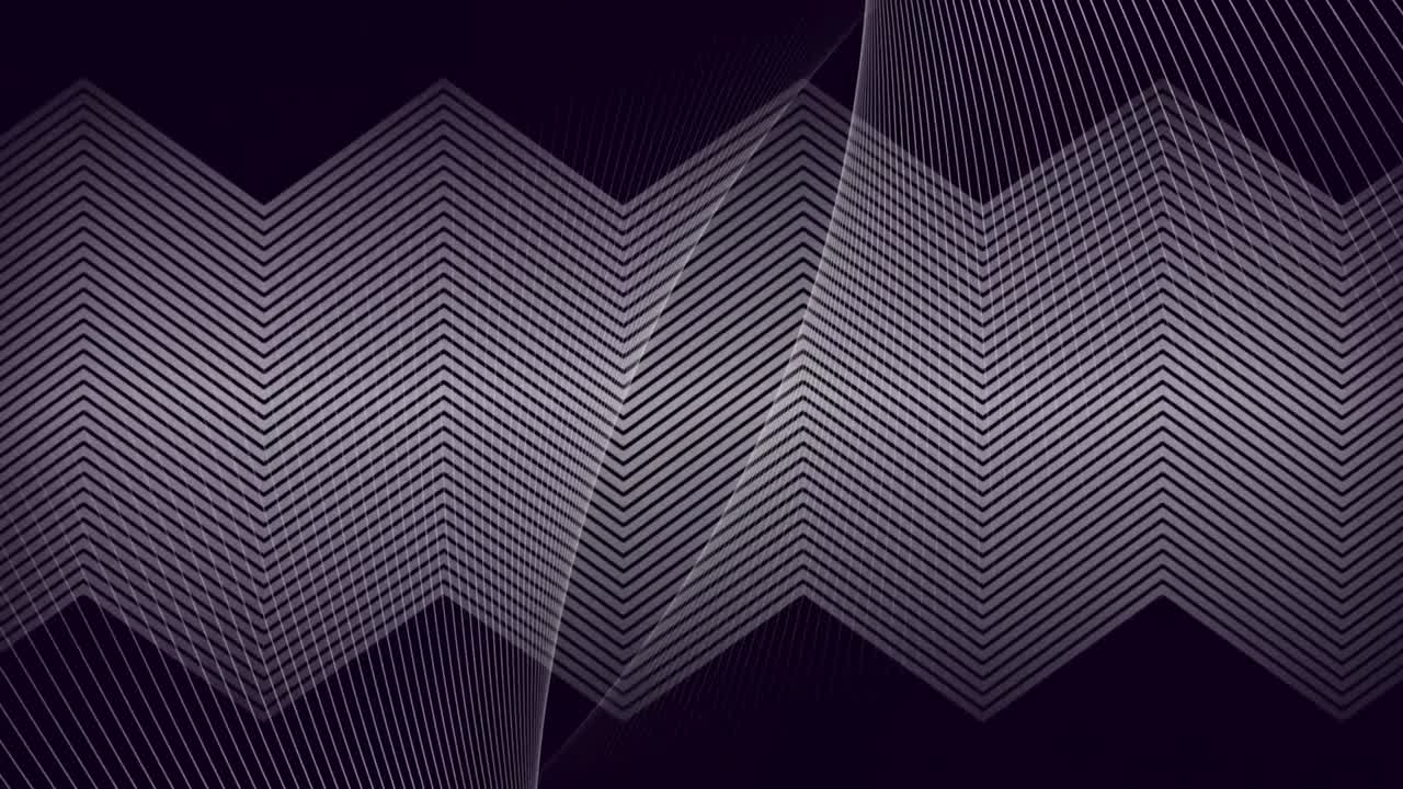 Animation of thin kinetic white zigzag lines and overlay of parallel lines, moving on black
