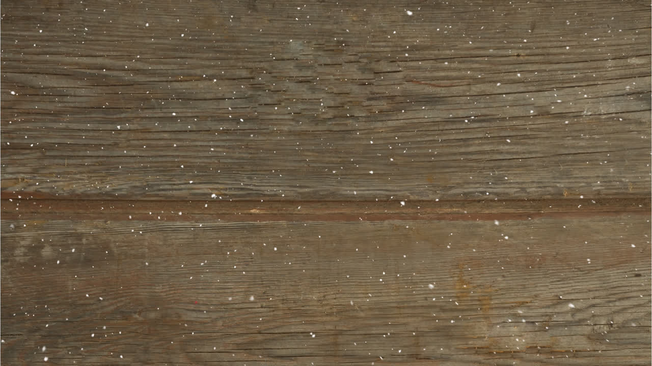 텍스처 된 나무 표면에 떨어지는 눈의 디지털 구성