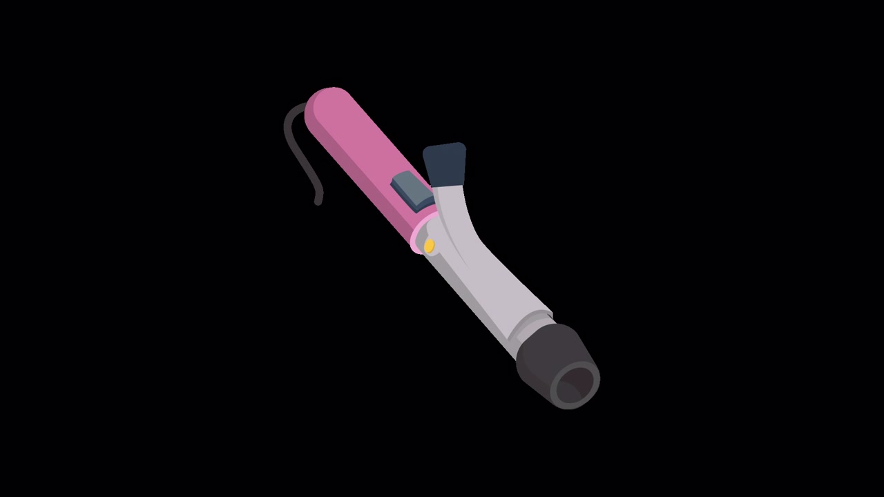Animazione Isometrica di un Ferro Arricciacapelli Rosa
