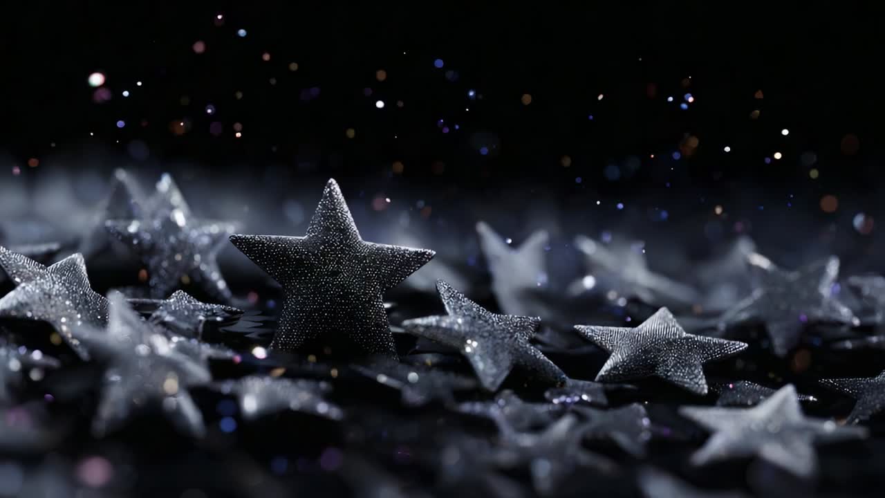 A mesmerizing display of shimmering stars against a dark background, creating a celestial ambiance with sparkling particles that evoke feelings of wonder and magic, inviting viewers into a cosmic dreamscape