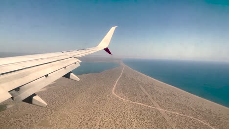 shot of plane landing in the city of la paz in mexico