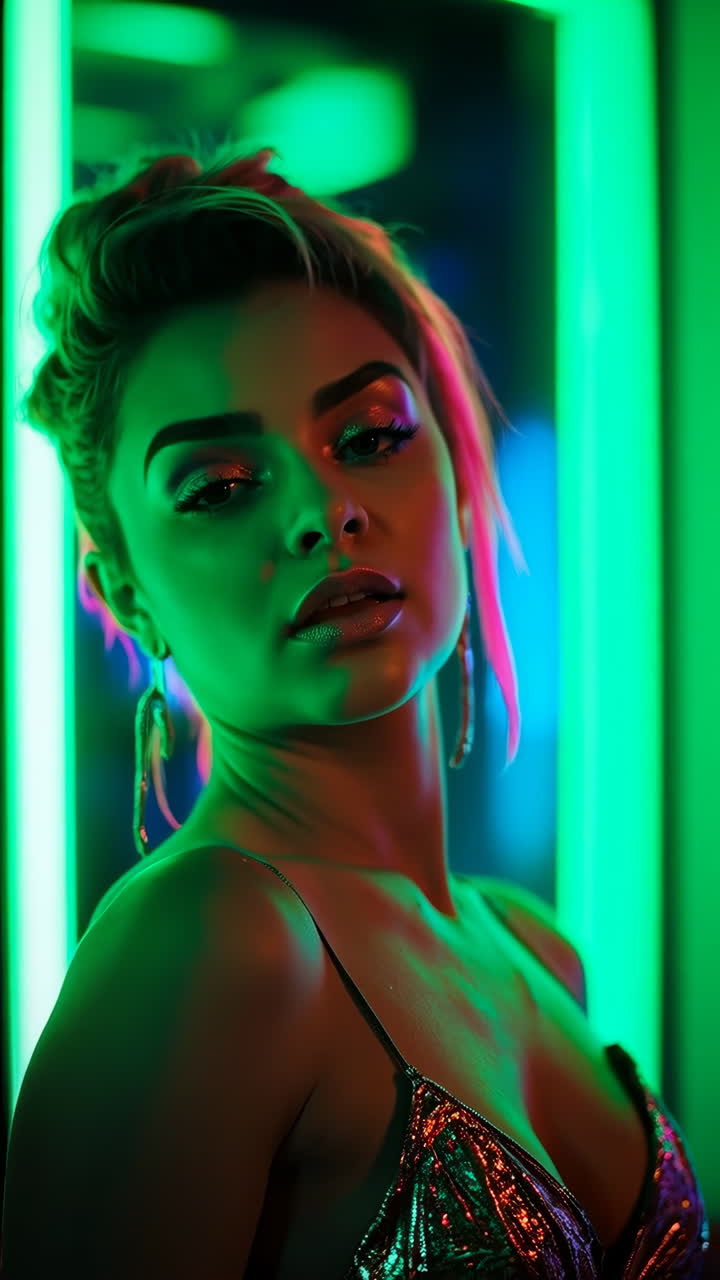 Vibrant Neon Portrait of a Woman