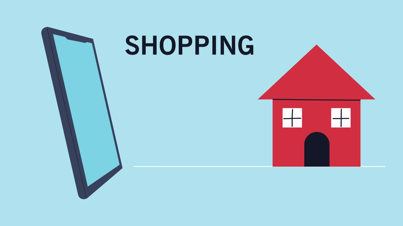 오토바이 배달 서비스 애니메이션에서 스마트폰 택배기