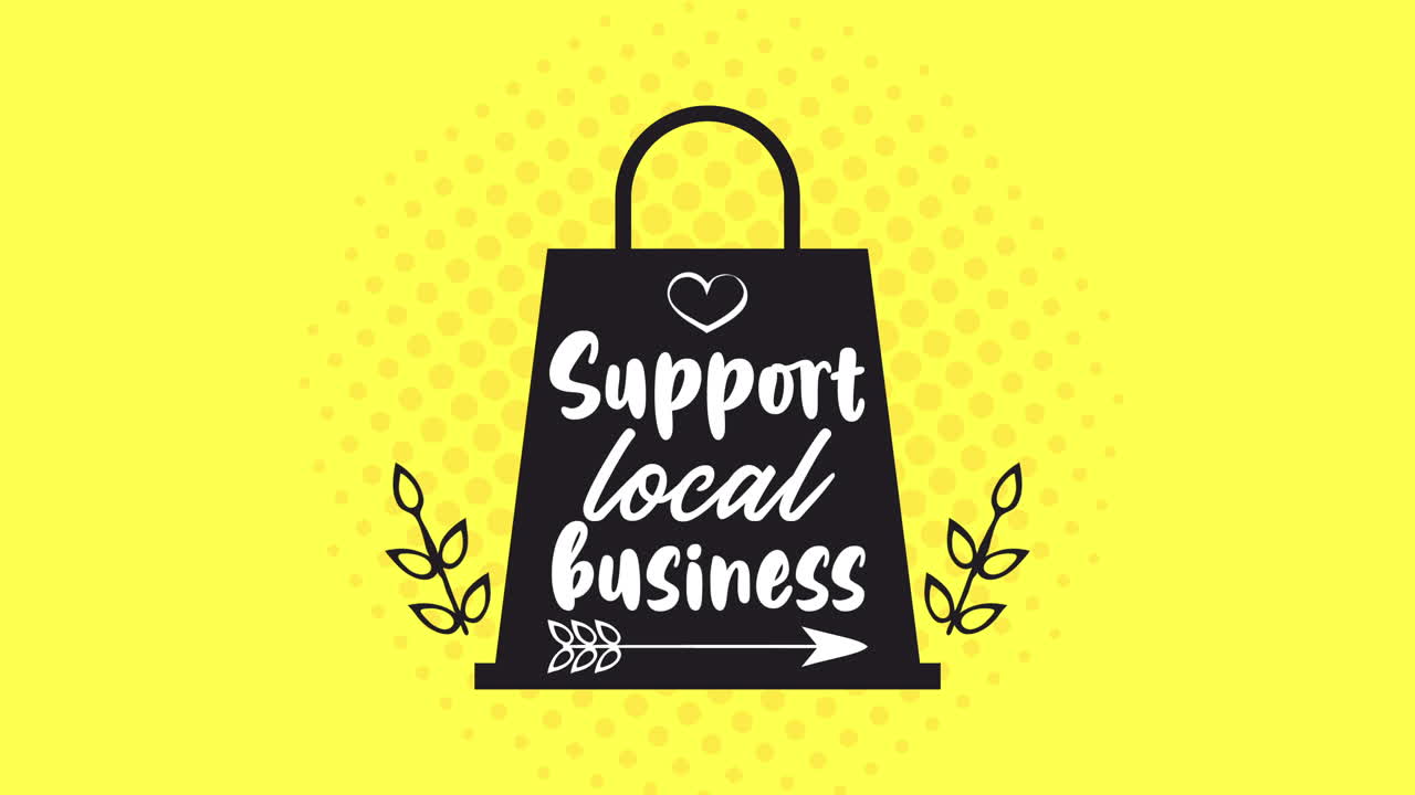 쇼핑 가방과 함께 지역 비즈니스 글자를 지원합니다.