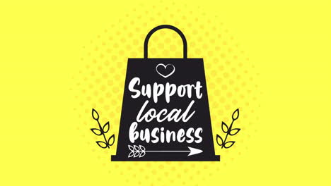 apoyar las letras de los negocios locales con la bolsa de compras