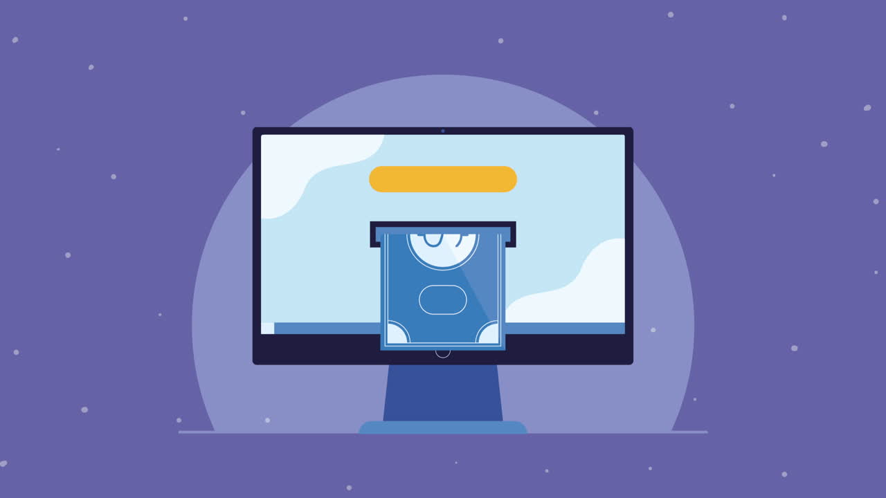 desktop computer tech with bill dollar animation