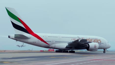 emirates airbus a380 at the airport
