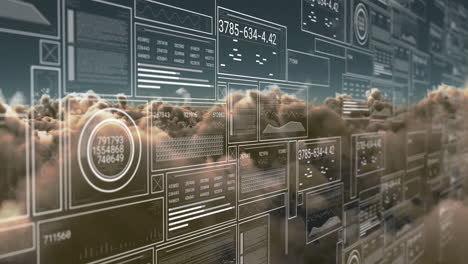 animation of financial data processing over clouds