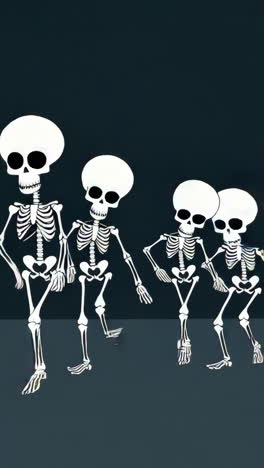 skeletons in a line