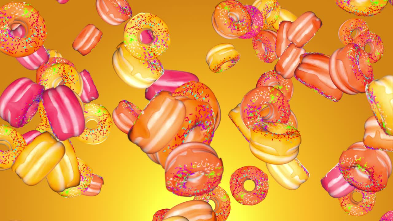 3d donuts falling down on green screen with matte s frosting doughnuts tasty unhealthy dessert