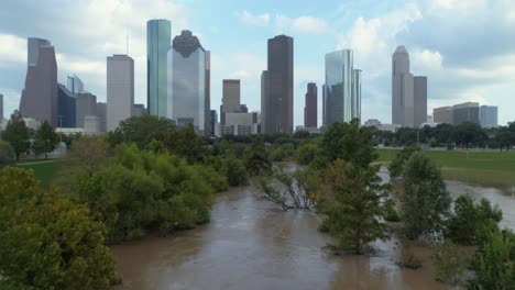 aerial of heavy flooding in houston, texas after hurricane harvey