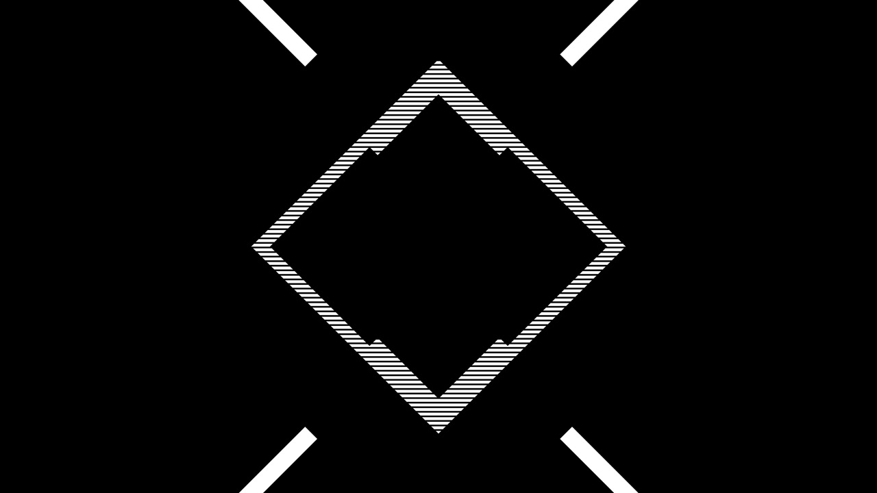 Grafica in movimento geometrica astratta con linee bianche su sfondo nero