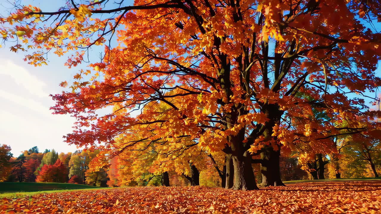 Autumn Park Landscape with Colorful Trees