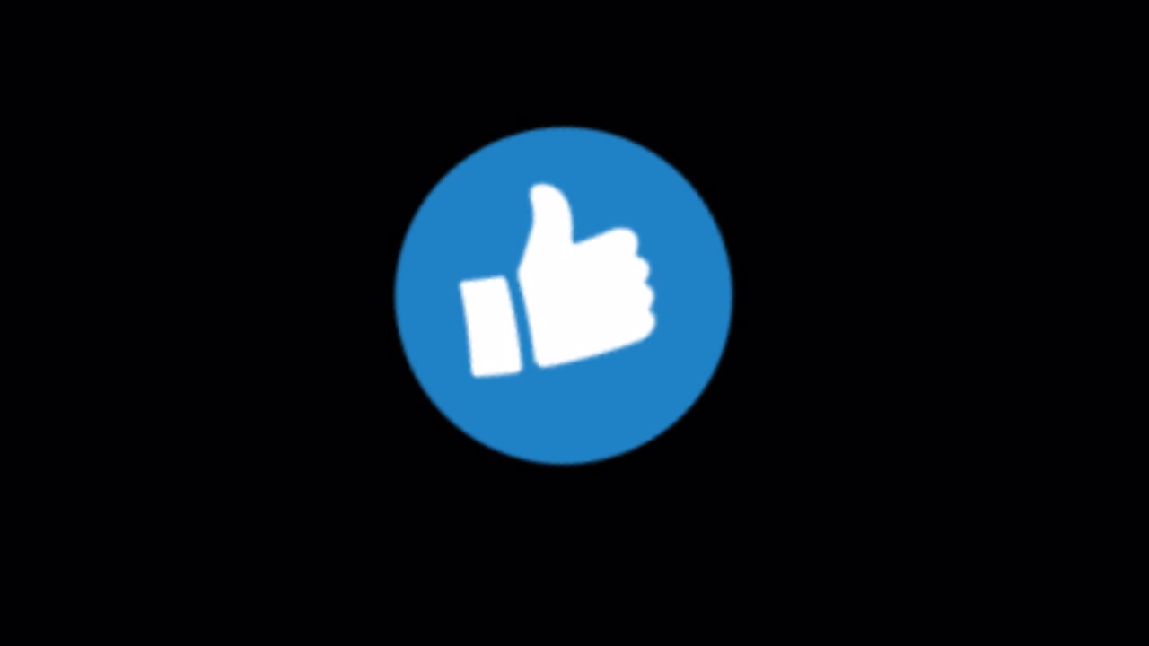 Blue Thumbs Up Like Icon on Black Background