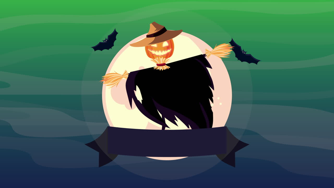 espantoso espantapájaros bajo la luz de la luna