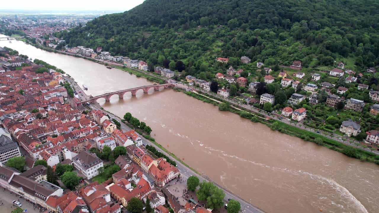 Heidelberg con castello gotico-rinascimentale situato su un pendio di montagna