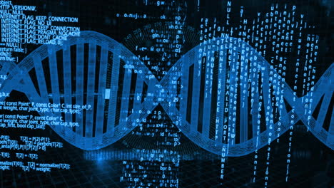 animation of binary coding digital data processing over dna strand