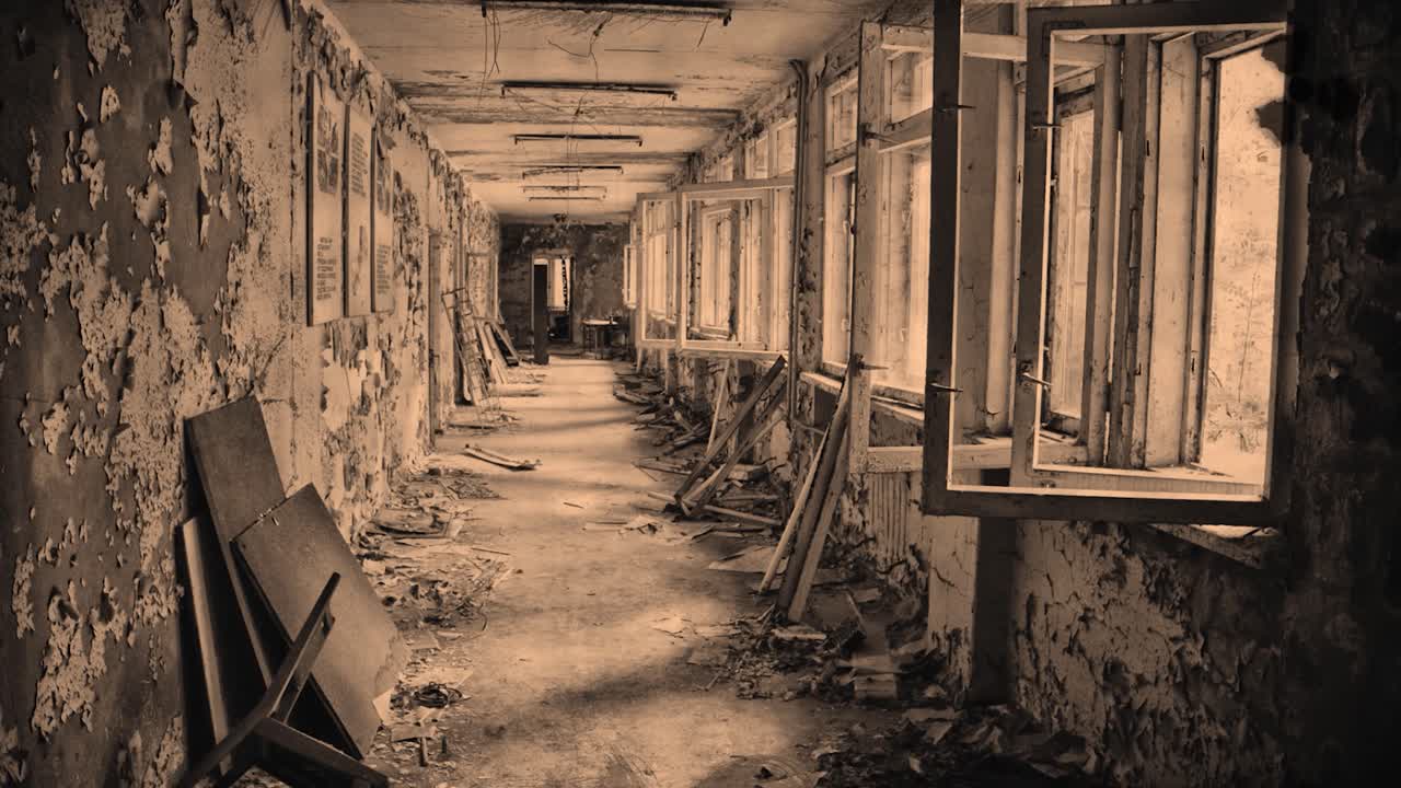 corredor de la escuela abandonado