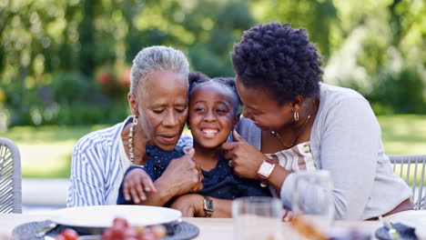 mother, child and kiss in outdoor