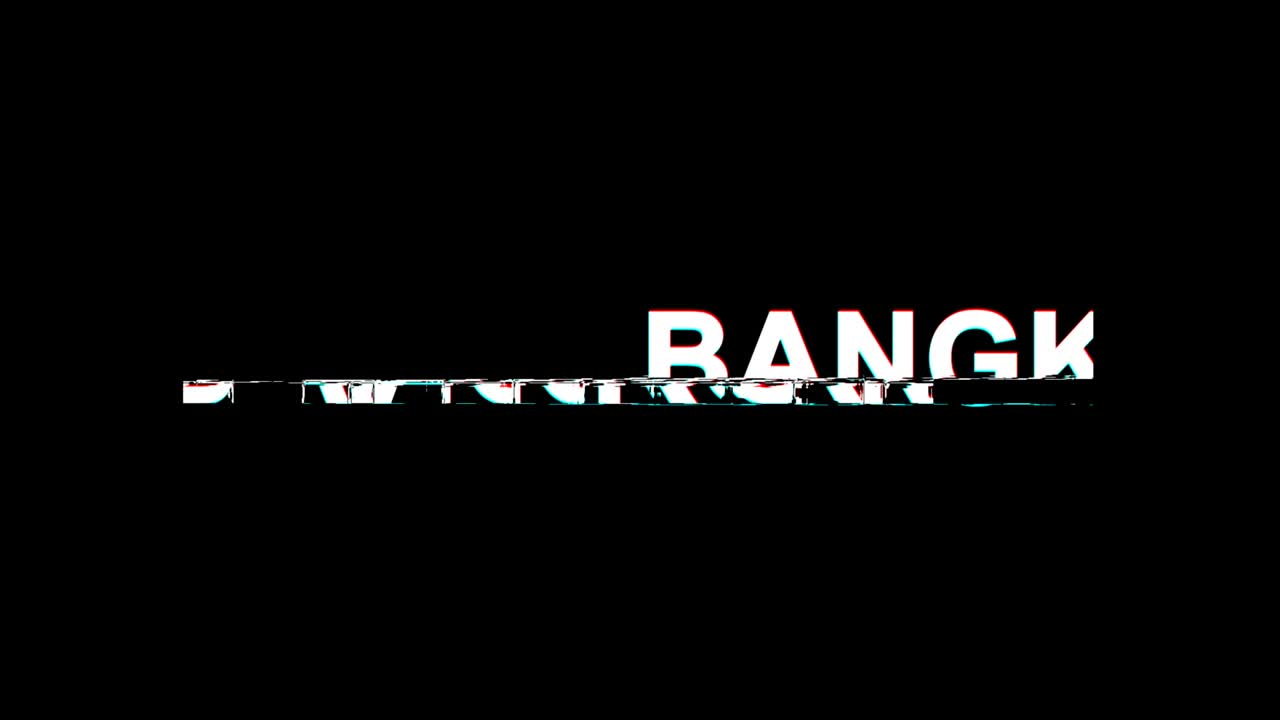 BANGKOK Glitch Effect Text Digital TV Distortion 4K Loop Animation