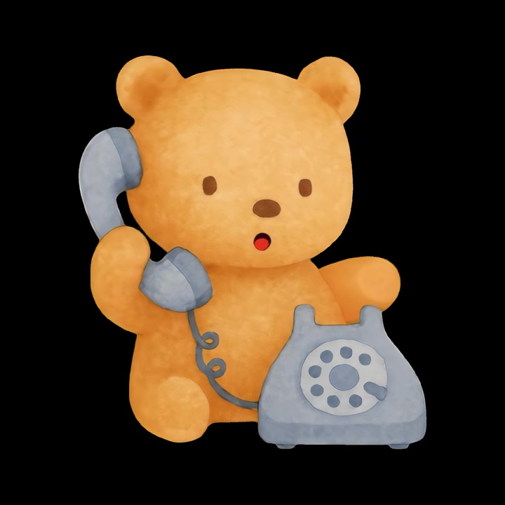 Adorabile orsetto acquerello che parla al telefono vintage