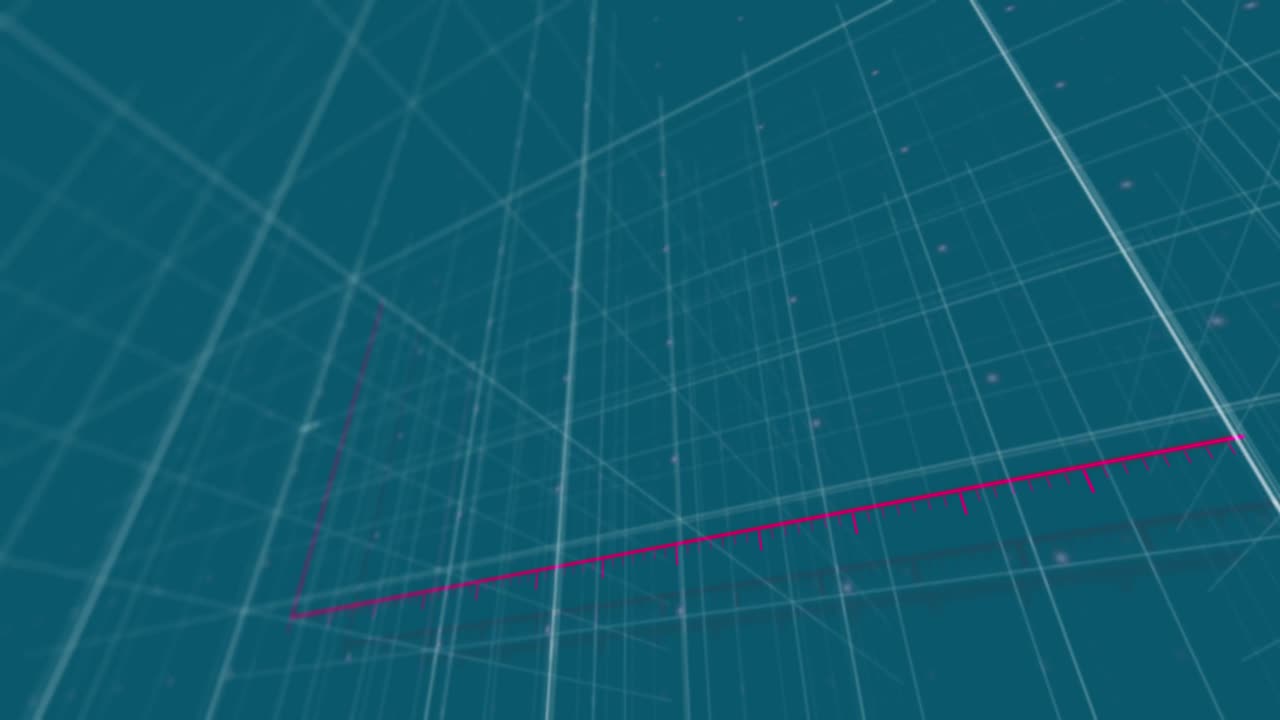 Animación de gráfico rosa sobre procesamiento de datos y gráficos en interfaz oscura.