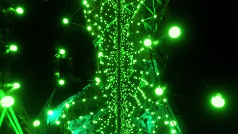 3d render animation of tunnel with green geometric neon illumination