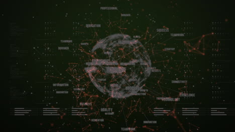 animación de puntos conectados que forman formas y textos múltiples en todo el mundo con barras de carga