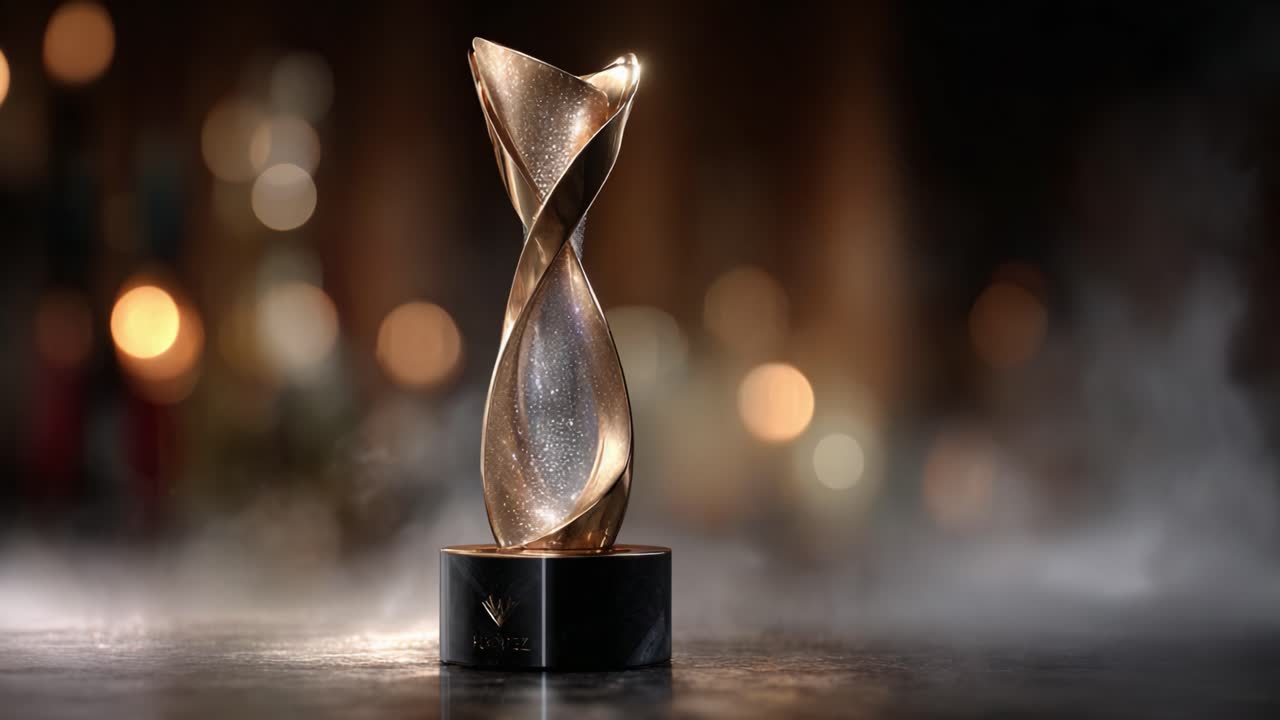A Stunning Display of Elegance: This Artistic Trophy Reflects the Essence of Achievement and Excellence, Captivating All with Its Unique Twisted Design and Shimmering Surface