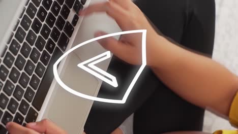 shield with check symbol by hand on keyboard, vertical motion graphics