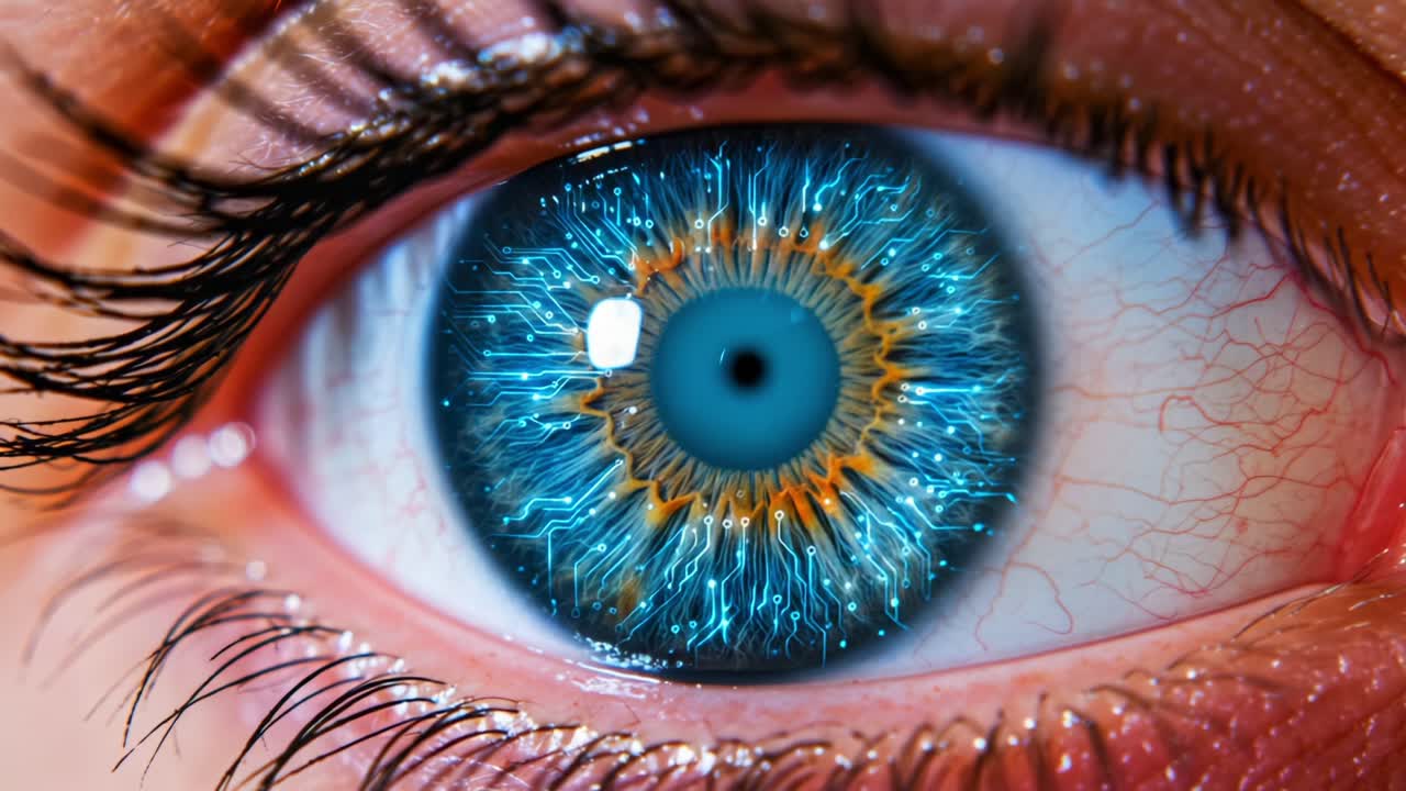 A Stunning Close-Up of an Eye Showcasing Intricate Patterns, Vibrant Colors, and Electrifying Visual Effects Capturing the Essence of Human Vision and Creativity