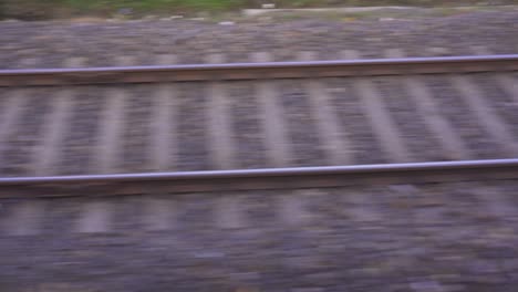 the line next to the fast moving train