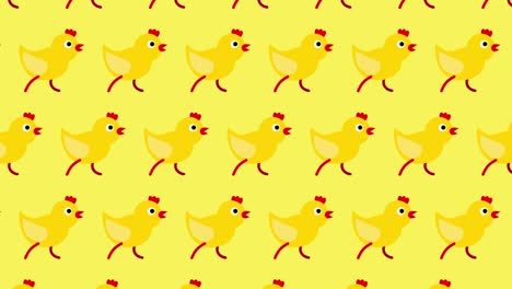 seamless loop pattern with cartoon animated chickens. 4k background