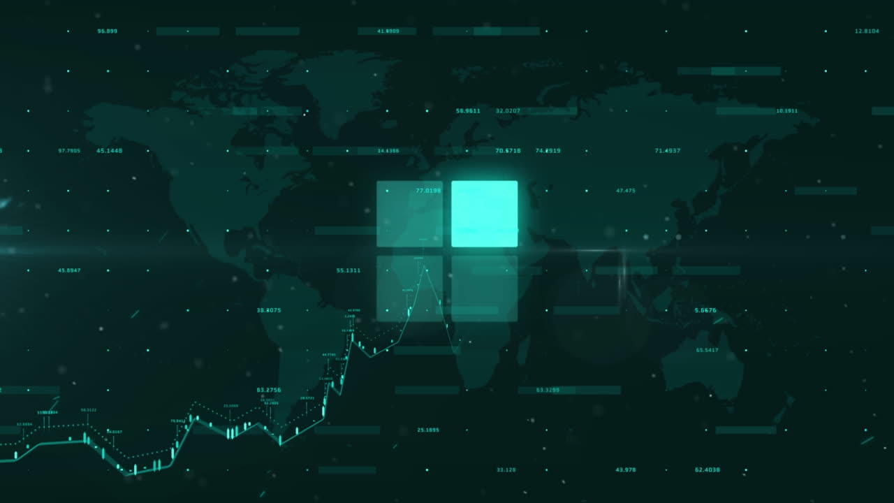 Animation of data loading ring over world map