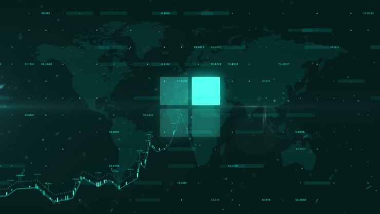 Animation of data loading ring over world map