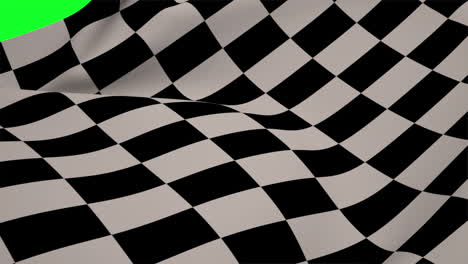 checkered flag blowing on green screen